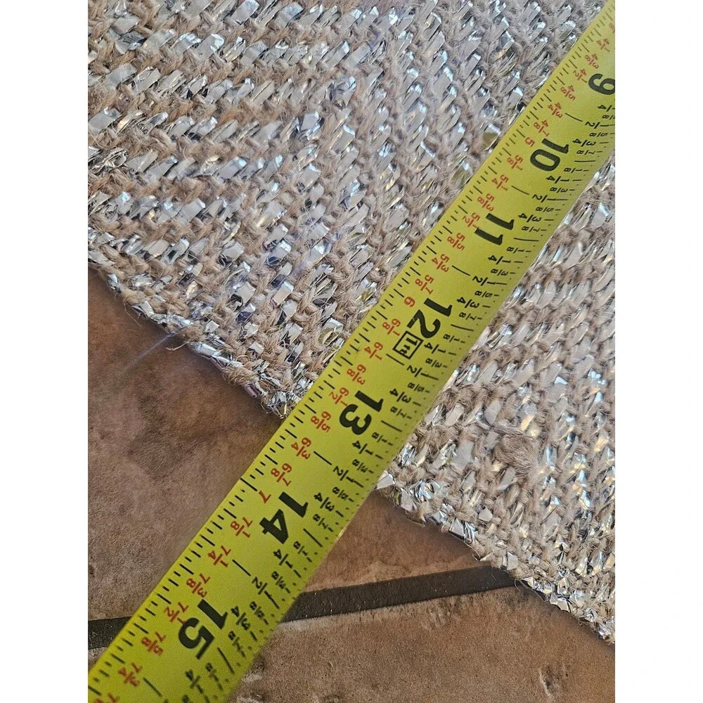 Beige Jute and Silver Thread Table Placemats Set of 4 13